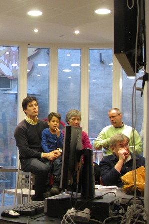 Left Ludvig Hammeken with his son Luca. Behind right director Bent Nielsen, Arctic Institute